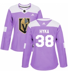 Women's Adidas Vegas Golden Knights #38 Tomas Hyka Authentic Purple Fights Cancer Practice NHL Jersey
