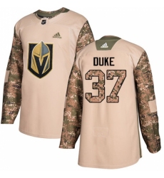 Men's Adidas Vegas Golden Knights #37 Reid Duke Authentic Camo Veterans Day Practice NHL Jersey