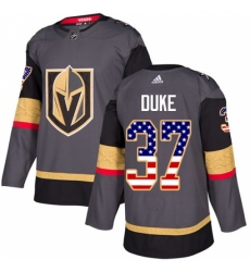 Men's Adidas Vegas Golden Knights #37 Reid Duke Authentic Gray USA Flag Fashion NHL Jersey
