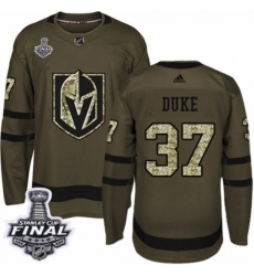 Men's Adidas Vegas Golden Knights #37 Reid Duke Authentic Green Salute to Service 2018 Stanley Cup Final NHL Jersey