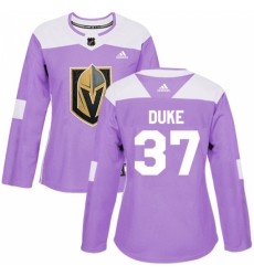 Women's Adidas Vegas Golden Knights #37 Reid Duke Authentic Purple Fights Cancer Practice NHL Jersey