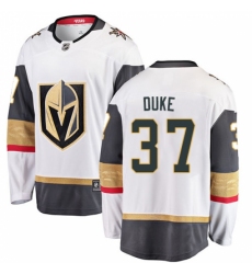 Youth Vegas Golden Knights #37 Reid Duke Authentic White Away Fanatics Branded Breakaway NHL Jersey