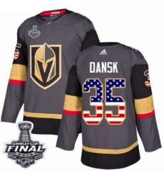 Youth Adidas Vegas Golden Knights #35 Oscar Dansk Authentic Gray USA Flag Fashion 2018 Stanley Cup Final NHL Jersey