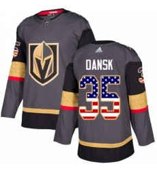 Youth Adidas Vegas Golden Knights #35 Oscar Dansk Authentic Gray USA Flag Fashion NHL Jersey