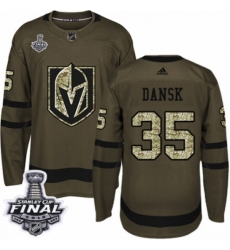 Youth Adidas Vegas Golden Knights #35 Oscar Dansk Authentic Green Salute to Service 2018 Stanley Cup Final NHL Jersey