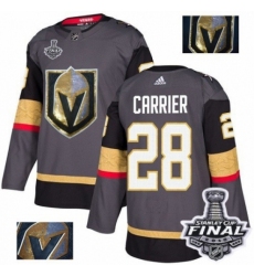 Men's Adidas Vegas Golden Knights #28 William Carrier Authentic Gray Fashion Gold 2018 Stanley Cup Final NHL Jersey