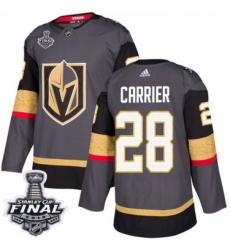 Men's Adidas Vegas Golden Knights #28 William Carrier Authentic Gray Home 2018 Stanley Cup Final NHL Jersey