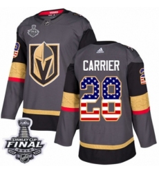 Men's Adidas Vegas Golden Knights #28 William Carrier Authentic Gray USA Flag Fashion 2018 Stanley Cup Final NHL Jersey