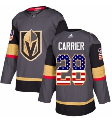 Men's Adidas Vegas Golden Knights #28 William Carrier Authentic Gray USA Flag Fashion NHL Jersey