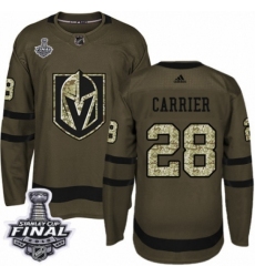 Men's Adidas Vegas Golden Knights #28 William Carrier Authentic Green Salute to Service 2018 Stanley Cup Final NHL Jersey