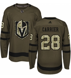 Men's Adidas Vegas Golden Knights #28 William Carrier Authentic Green Salute to Service NHL Jersey