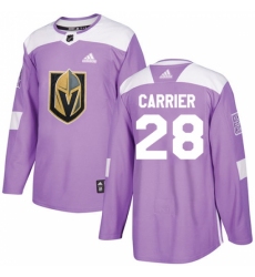 Men's Adidas Vegas Golden Knights #28 William Carrier Authentic Purple Fights Cancer Practice NHL Jersey