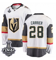 Men's Vegas Golden Knights #28 William Carrier Authentic White Away Fanatics Branded Breakaway 2018 Stanley Cup Final NHL Jersey
