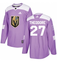 Men's Adidas Vegas Golden Knights #27 Shea Theodore Authentic Purple Fights Cancer Practice NHL Jersey