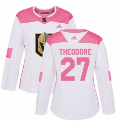 Women's Adidas Vegas Golden Knights #27 Shea Theodore Authentic White/Pink Fashion NHL Jersey