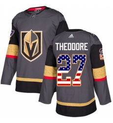 Youth Adidas Vegas Golden Knights #27 Shea Theodore Authentic Gray USA Flag Fashion NHL Jersey