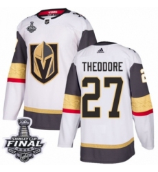 Youth Adidas Vegas Golden Knights #27 Shea Theodore Authentic White Away 2018 Stanley Cup Final NHL Jersey