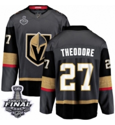 Youth Vegas Golden Knights #27 Shea Theodore Authentic Black Home Fanatics Branded Breakaway 2018 Stanley Cup Final NHL Jersey