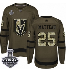 Men's Adidas Vegas Golden Knights #25 Stefan Matteau Authentic Green Salute to Service 2018 Stanley Cup Final NHL Jersey