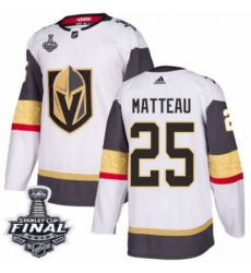 Men's Adidas Vegas Golden Knights #25 Stefan Matteau Authentic White Away 2018 Stanley Cup Final NHL Jersey