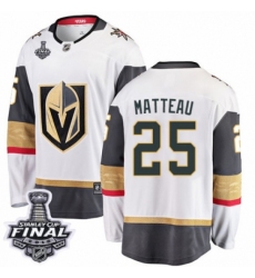 Men's Vegas Golden Knights #25 Stefan Matteau Authentic White Away Fanatics Branded Breakaway 2018 Stanley Cup Final NHL Jersey