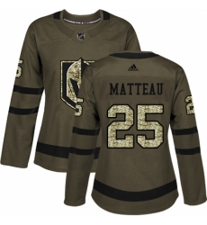 Women's Adidas Vegas Golden Knights #25 Stefan Matteau Authentic Green Salute to Service NHL Jersey