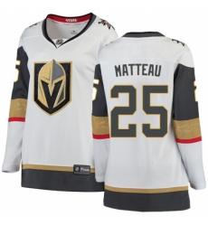 Women's Vegas Golden Knights #25 Stefan Matteau Authentic White Away Fanatics Branded Breakaway NHL Jersey