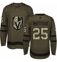 Youth Adidas Vegas Golden Knights #25 Stefan Matteau Authentic Green Salute to Service NHL Jersey