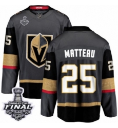 Youth Vegas Golden Knights #25 Stefan Matteau Authentic Black Home Fanatics Branded Breakaway 2018 Stanley Cup Final NHL Jersey