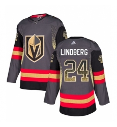 Men's Adidas Vegas Golden Knights #24 Oscar Lindberg Authentic Black Drift Fashion NHL Jersey