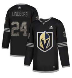 Men's Adidas Vegas Golden Knights #24 Oscar Lindberg Black Authentic Classic Stitched NHL Jersey