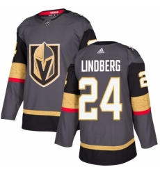 Men's Adidas Vegas Golden Knights #24 Oscar Lindberg Premier Gray Home NHL Jersey