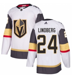 Youth Adidas Vegas Golden Knights #24 Oscar Lindberg Authentic White Away NHL Jersey