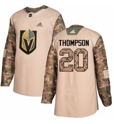 Men's Adidas Vegas Golden Knights #20 Paul Thompson Authentic Camo Veterans Day Practice NHL Jersey