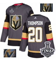 Men's Adidas Vegas Golden Knights #20 Paul Thompson Authentic Gray Fashion Gold 2018 Stanley Cup Final NHL Jersey
