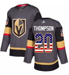 Men's Adidas Vegas Golden Knights #20 Paul Thompson Authentic Gray USA Flag Fashion NHL Jersey