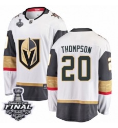 Men's Vegas Golden Knights #20 Paul Thompson Authentic White Away Fanatics Branded Breakaway 2018 Stanley Cup Final NHL Jersey