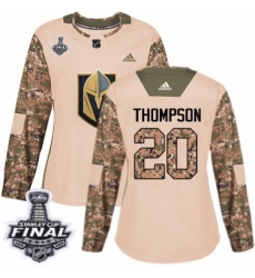 Women's Adidas Vegas Golden Knights #20 Paul Thompson Authentic Camo Veterans Day Practice 2018 Stanley Cup Final NHL Jersey