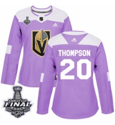 Women's Adidas Vegas Golden Knights #20 Paul Thompson Authentic Purple Fights Cancer Practice 2018 Stanley Cup Final NHL Jersey