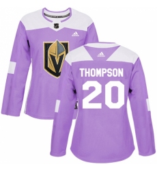 Women's Adidas Vegas Golden Knights #20 Paul Thompson Authentic Purple Fights Cancer Practice NHL Jersey