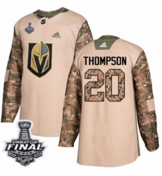 Youth Adidas Vegas Golden Knights #20 Paul Thompson Authentic Camo Veterans Day Practice 2018 Stanley Cup Final NHL Jersey
