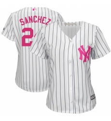 Women's Majestic New York Yankees #24 Gary Sanchez Replica White Mother's Day Cool Base MLB Jersey