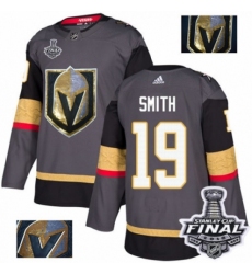 Men's Adidas Vegas Golden Knights #19 Reilly Smith Authentic Gray Fashion Gold 2018 Stanley Cup Final NHL Jersey