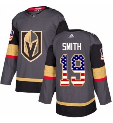Men's Adidas Vegas Golden Knights #19 Reilly Smith Authentic Gray USA Flag Fashion NHL Jersey