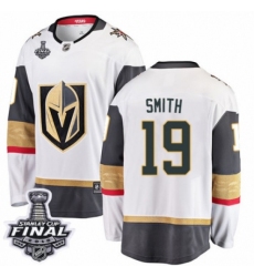 Men's Vegas Golden Knights #19 Reilly Smith Authentic White Away Fanatics Branded Breakaway 2018 Stanley Cup Final NHL Jersey