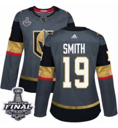 Women's Adidas Vegas Golden Knights #19 Reilly Smith Authentic Gray Home 2018 Stanley Cup Final NHL Jersey