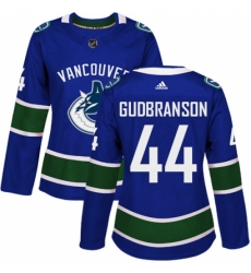 Women's Adidas Vancouver Canucks #44 Erik Gudbranson Authentic Blue Home NHL Jersey