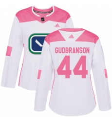 Women's Adidas Vancouver Canucks #44 Erik Gudbranson Authentic White/Pink Fashion NHL Jersey