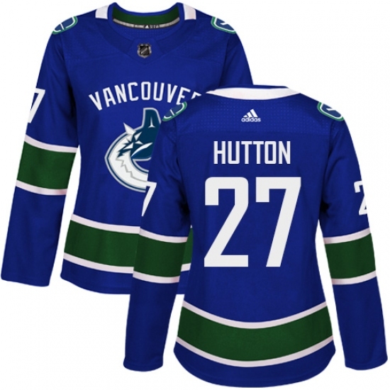 Women's Adidas Vancouver Canucks #27 Ben Hutton Authentic Blue Home NHL Jersey Women's Adidas Vancouver Canucks #27 Ben Hutton Authentic Blue Home NHL Jersey