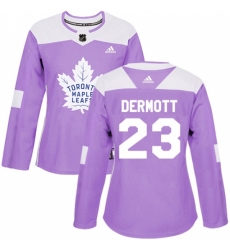 Women's Adidas Toronto Maple Leafs #23 Travis Dermott Authentic Purple Fights Cancer Practice NHL Jersey